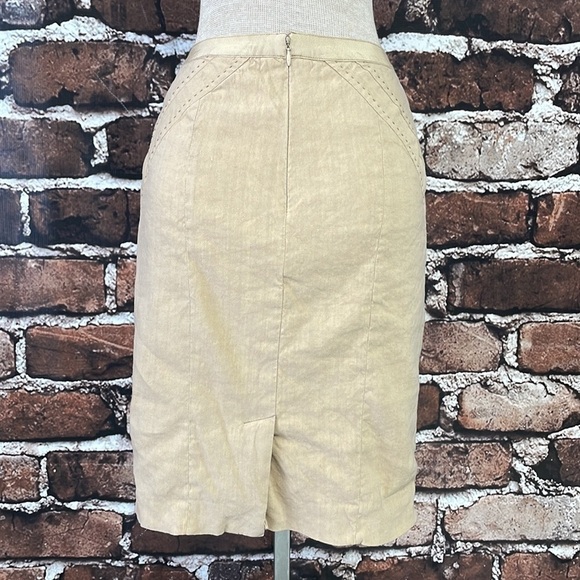 Rebecca Taylor Pencil Skirt Linen Tan Size 0 - Picture 9 of 13